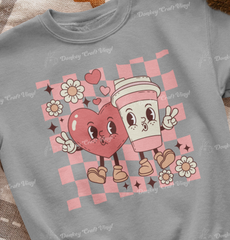 Coffee Valentines Day DTF Transfer, Ready for Press Heat Press Transfers DTF280