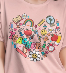 Teacher in Heart DTF, Ready for Press, Heat Press Transfers DTF412