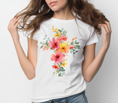 Floral Cross Watercolor DTF Transfer, Ready to Press DTF672