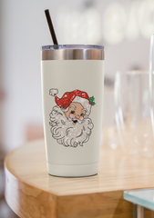 Glitter look Santa Face UV DTF Wrap | 16oz Libbey Glass Sticker UV068