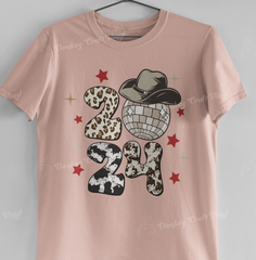2024 New Year Cowboy Hat DTF Transfer, Ready for Press Heat Press Transfers DTF249