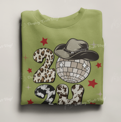 2024 New Year Cowboy Hat DTF Transfer, Ready for Press Heat Press Transfers DTF249