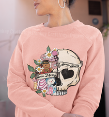 Sorta Merry Sorta Scary Skull DTF Transfer for T-shirts, Hoodies, Heat Transfer, Ready for Press Heat Press Transfers DTF202