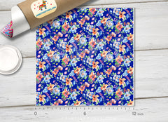 Blue Watercolor Flower Patterned HTV 545