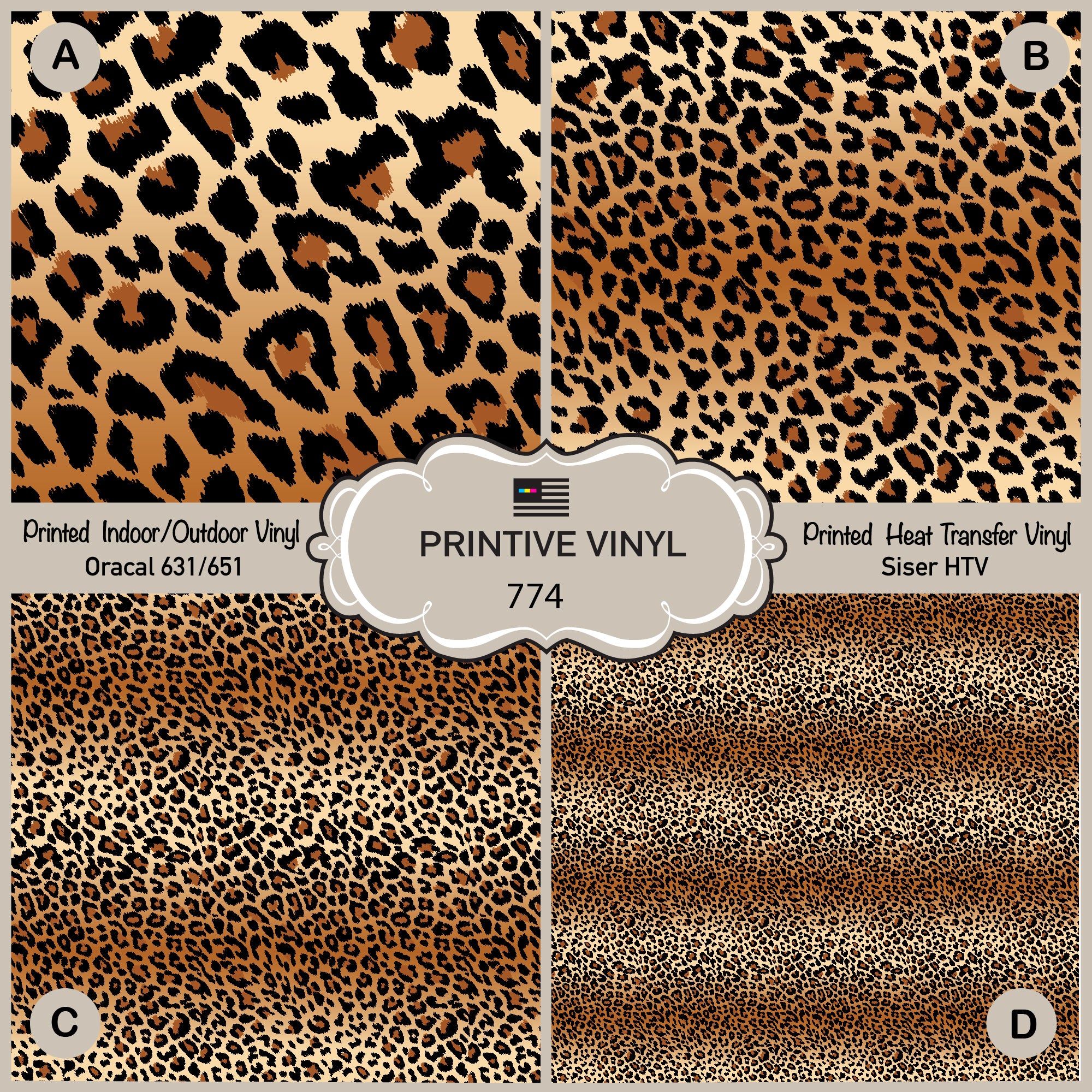 Ombre Leopard Printed Vinyl/ Indoor/ Outdoor / Heat Transfer Vinyl- 774 - Printive Vinyl | Patterned Vinyl