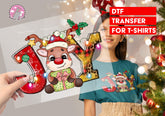 Joy Christmas Reindeer DTF Transfer for T-shirts, Hoodies, Heat Transfer, Ready To Press Heat Press Transfers DTF39