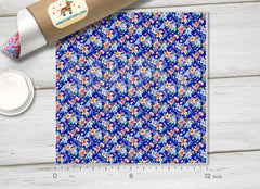 Blue Watercolor Flower Patterned HTV 545