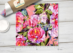 Watercolor Peonies  Patterned HTV 428