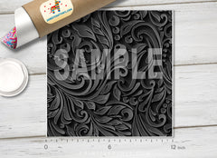 Black Floral Patterned Adhesive Vinyl 255