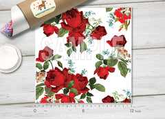 Vintage Rose In white background Patterned HTV 294