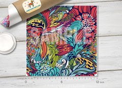 Ethnic flowers and feathers Patterned HTV 136