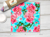 Blooming pink rose and a butterfly Patterned HTV 306