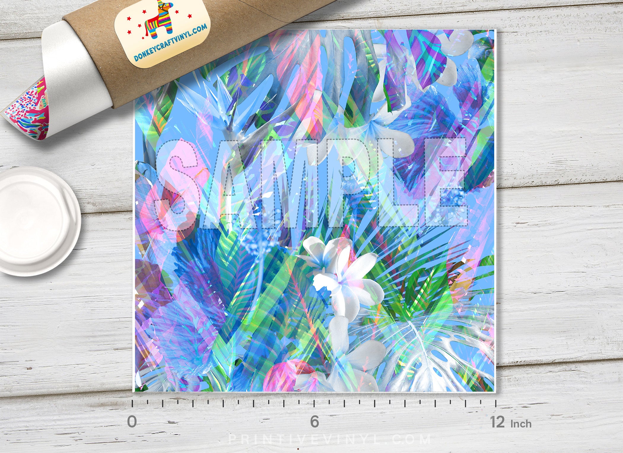 Hawaiian Tropical Hibiscus Printed Vinyl/ Indoor Vinyl/ Outdoor Vinyl/ HTV-302 - Printive Vinyl | Patterned Vinyl