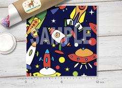 kids Spaceship Patterned HTV 256 - Donkey Craft Vinyl