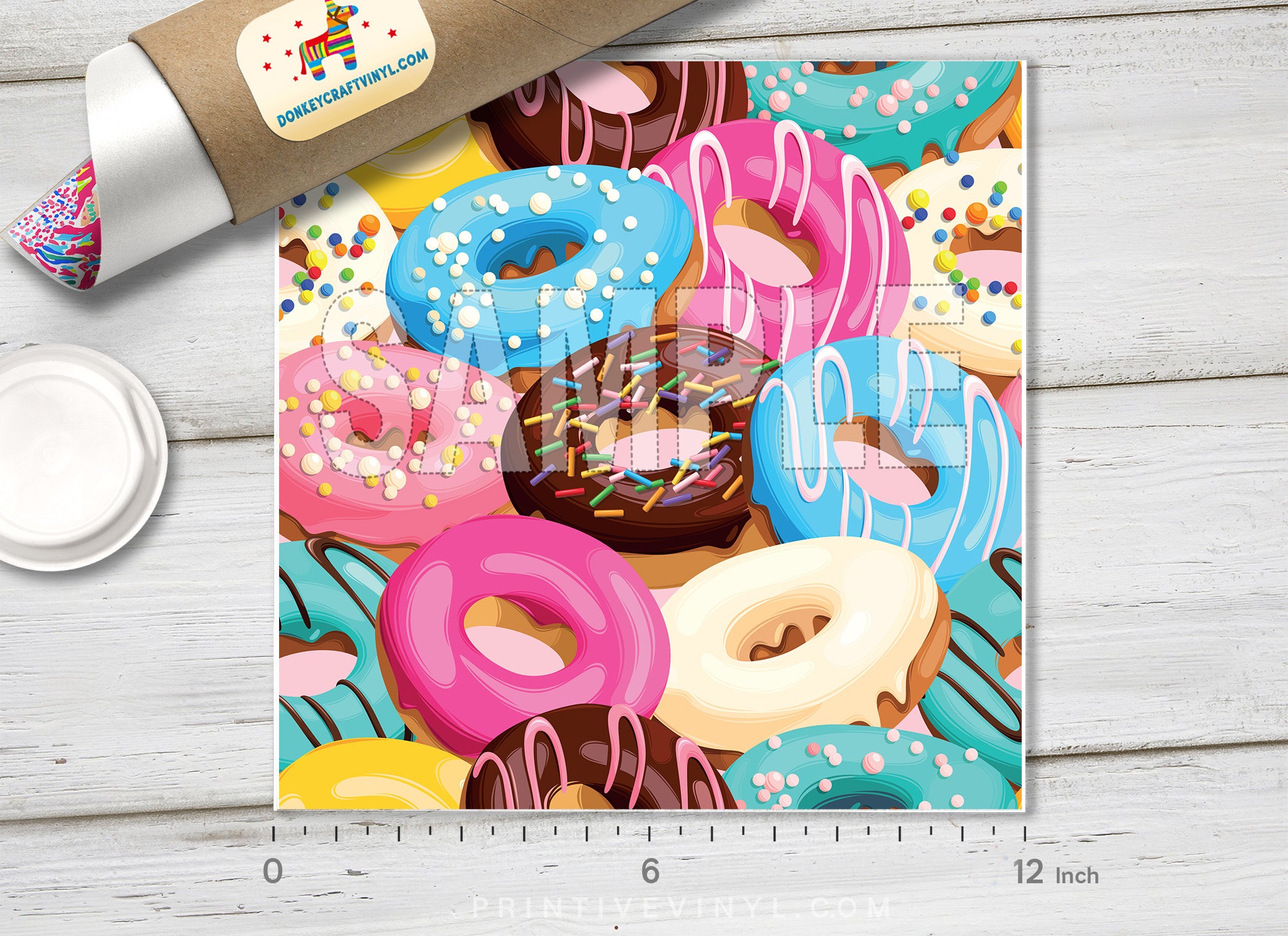 Glazed donuts Printed Vinyl/ Indoor Vinyl/ Outdoor Vinyl/ Heat Transfer Vinyl-748 - Printive Vinyl | Patterned Vinyl