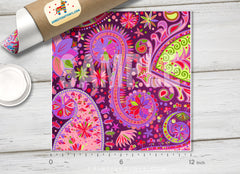 Floral motif paisley Printed Vinyl/ Indoor Vinyl/ Outdoor Vinyl/ Heat Transfer Vinyl- 193