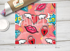 Lips Diamond Heart Patterned HTV 226