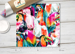 Watercolor Parrots Birds Patterned HTV 113