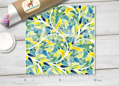 Green watercolor leaves Printed Vinyl/ Indoor Vinyl/ Outdoor Vinyl/ Heat Transfer Vinyl-320 - Printive Vinyl | Patterned Vinyl