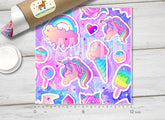 Unicorn, Rainbow, Ice cream, Patterned HTV-865