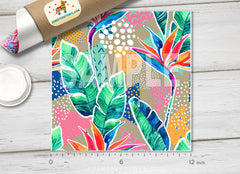 Modern Tropical Flowers Patterned HTV 1158