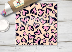 Pink Heart Leopard Patterned HTV 1147