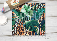 Leopard and Tropical Leaves Patterned HTV- 938