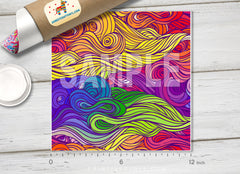 Rainbow waves and clouds Pattern Printed Vinyl/ Indoor Vinyl/ Outdoor Vinyl/ Heat Transfer Vinyl- 609 - Printive Vinyl | Patterned Vinyl