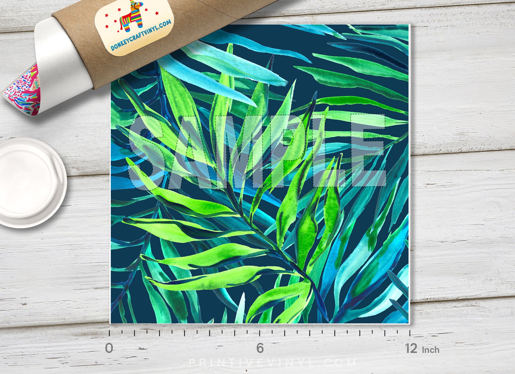 Areca palm leaf, Jungle leaves Pattern printed Vinyl/ Indoor/ Outdoor/ Heat Transfer Vinyl-398 - Printive Vinyl | Patterned Vinyl