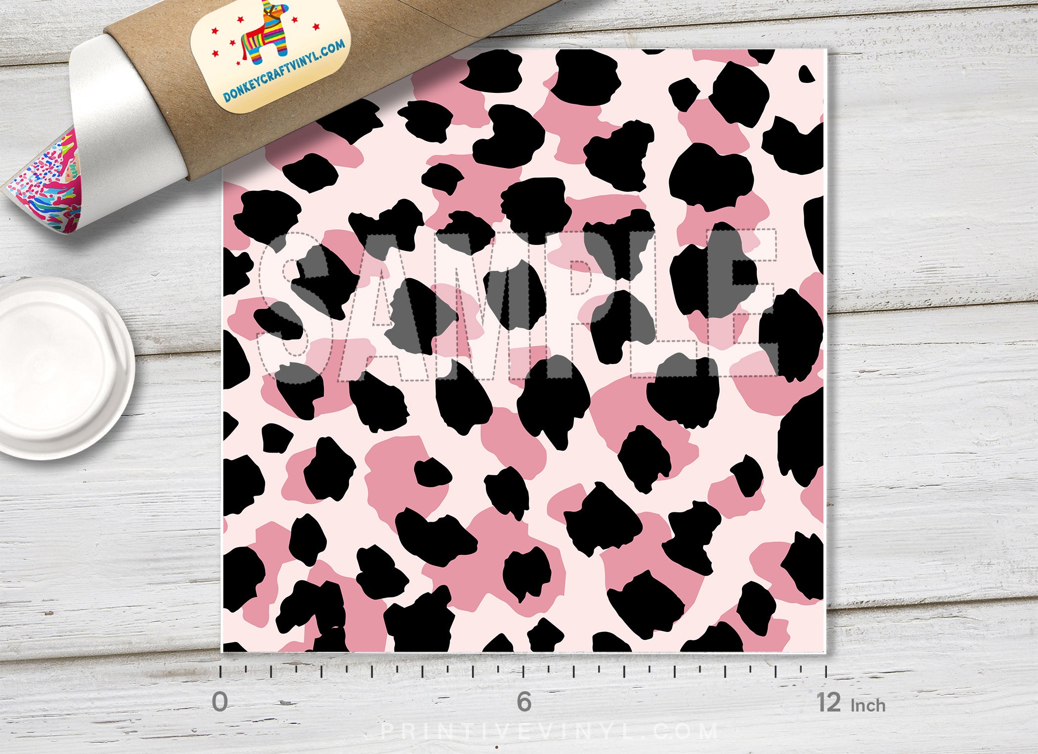 Pink Leopard print craft patterned vinyl sheet, heat transfer/HTV