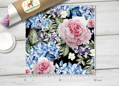 Watercolor Hydrangea Roses Patterned HTV  466