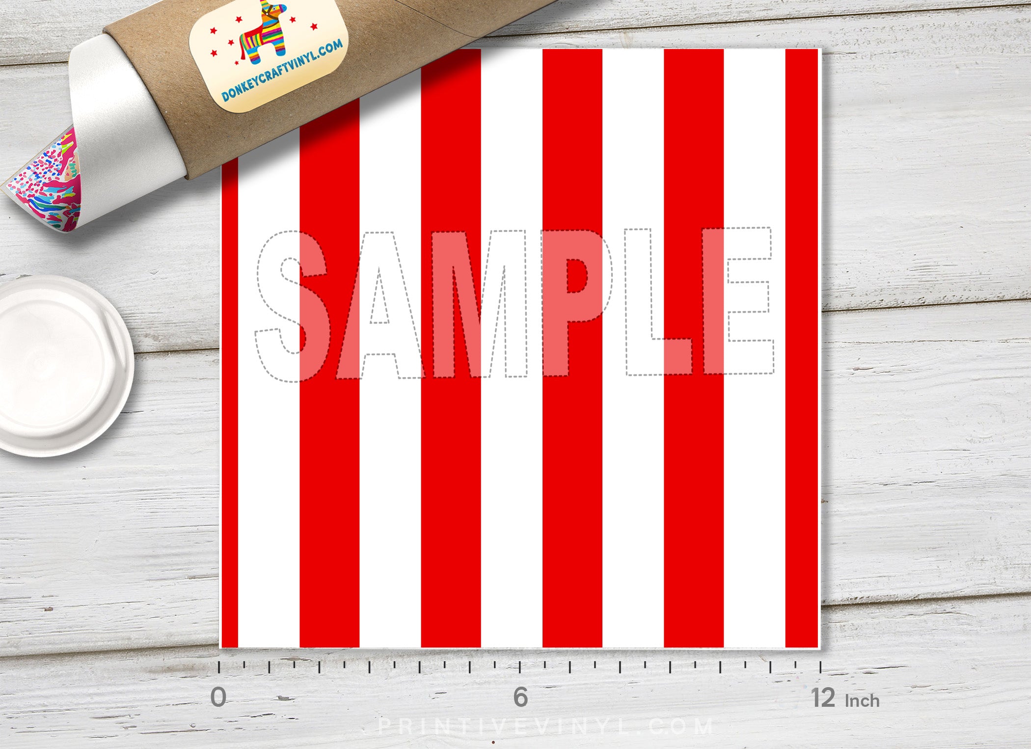 Red Stripes Printed Vinyl/ Indoor Vinyl/ Outdoor Vinyl/ Heat Transfer Vinyl- 637 - Printive Vinyl | Patterned Vinyl