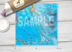 Blue Oil Marble Patterned HTV 967