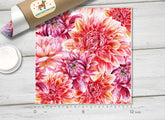 Red Dahlia Flowers   Adhesive  Patterned HTV  443