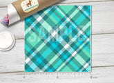 Teal Green tartan plaid Pattern printed Vinyl/ Indoor/ Outdoor/ Heat Transfer Vinyl-408 - Printive Vinyl | Patterned Vinyl