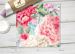 Floral Patterned Adhesive Vinyl 475 - Donkey Craft Vinyl