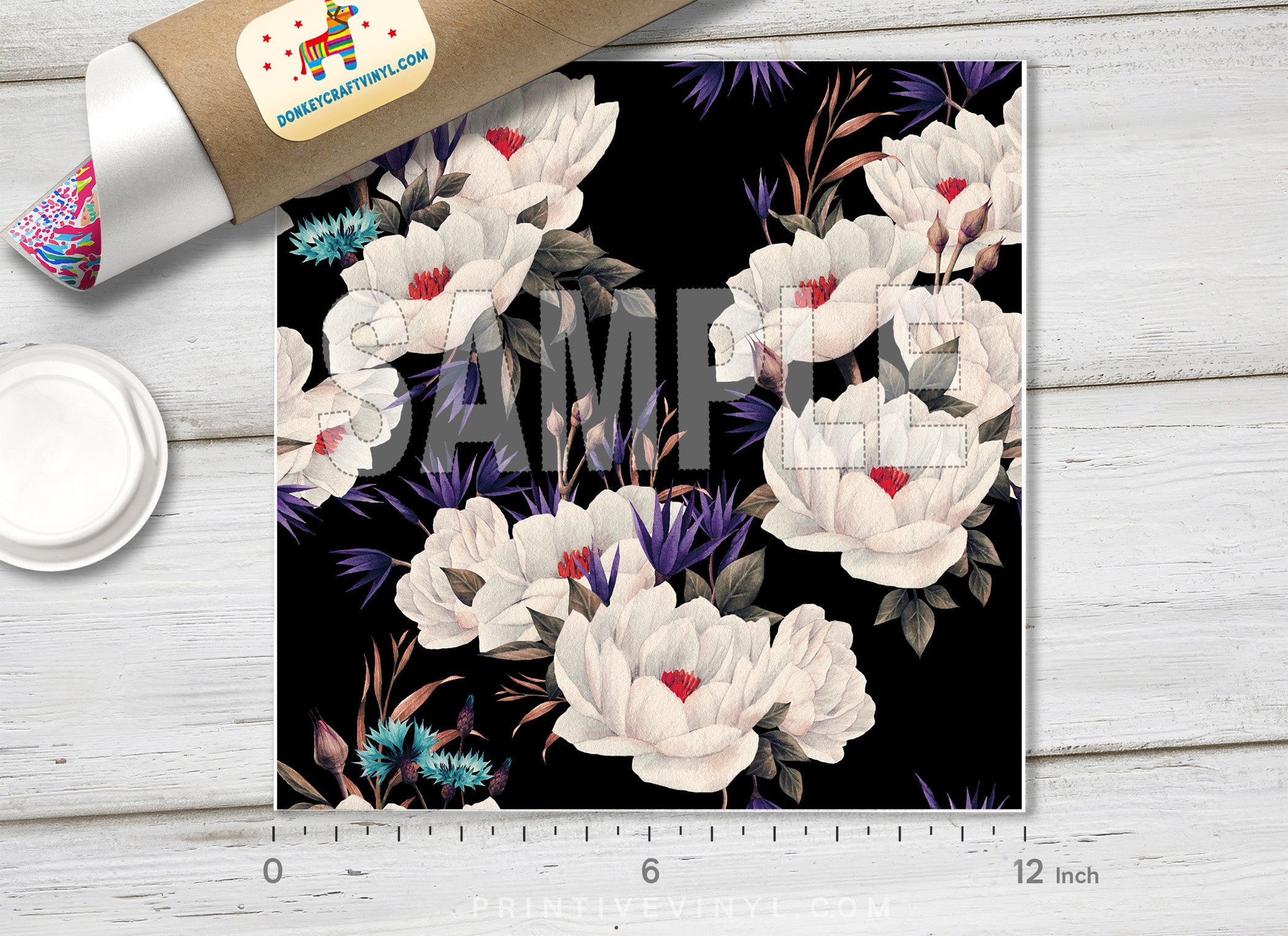 Flower Pattern Adhesive Vinyl 557 - Donkey Craft Vinyl