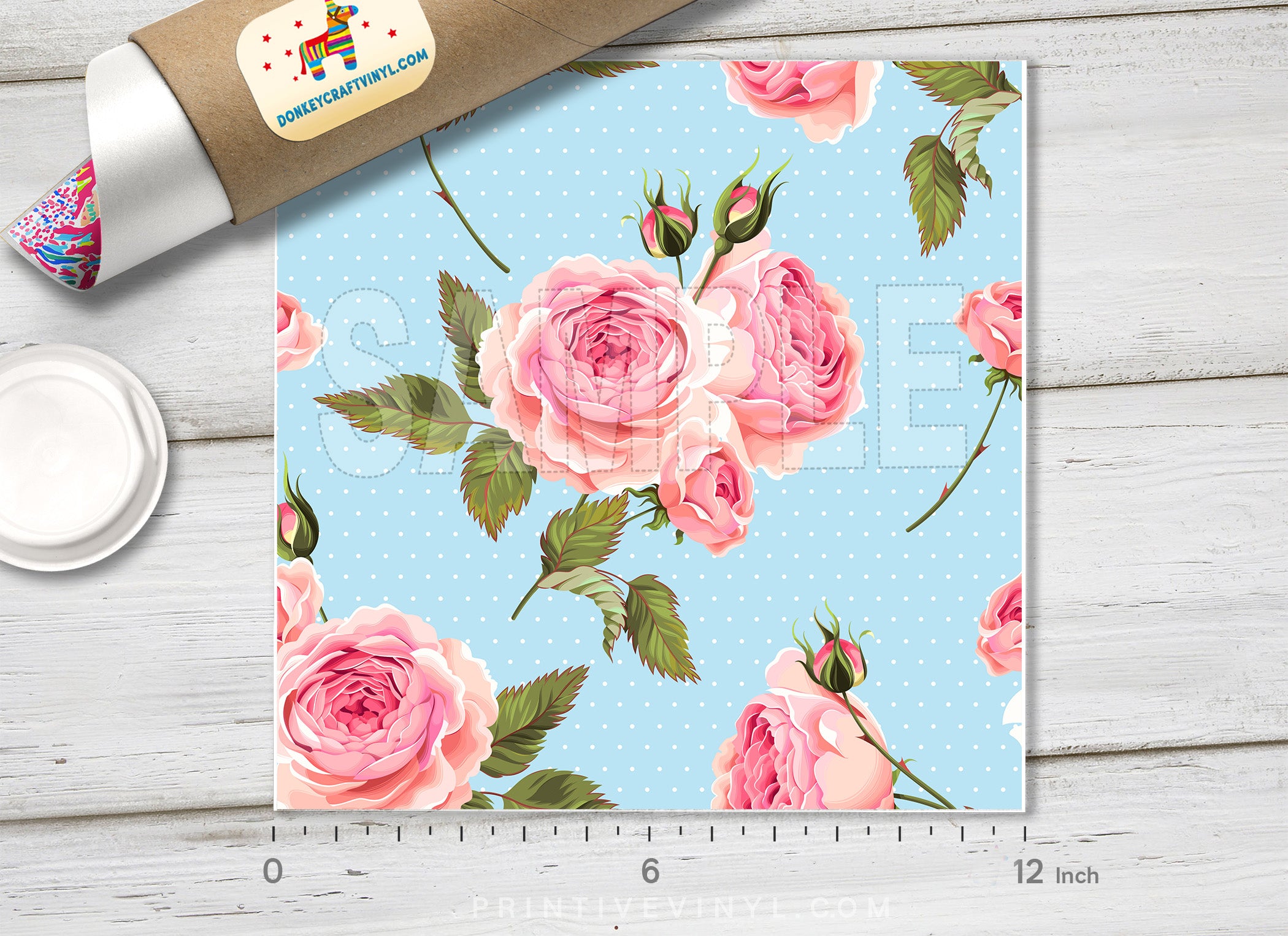 English Roses Pattern Adhesive Vinyl 483 - Donkey Craft Vinyl