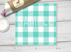 Mint Plaid Patterned HTV 400