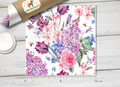 Pink Rose flowers Patterned HTV 1153