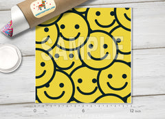 Smile Face Emoji Patterned HTV 616