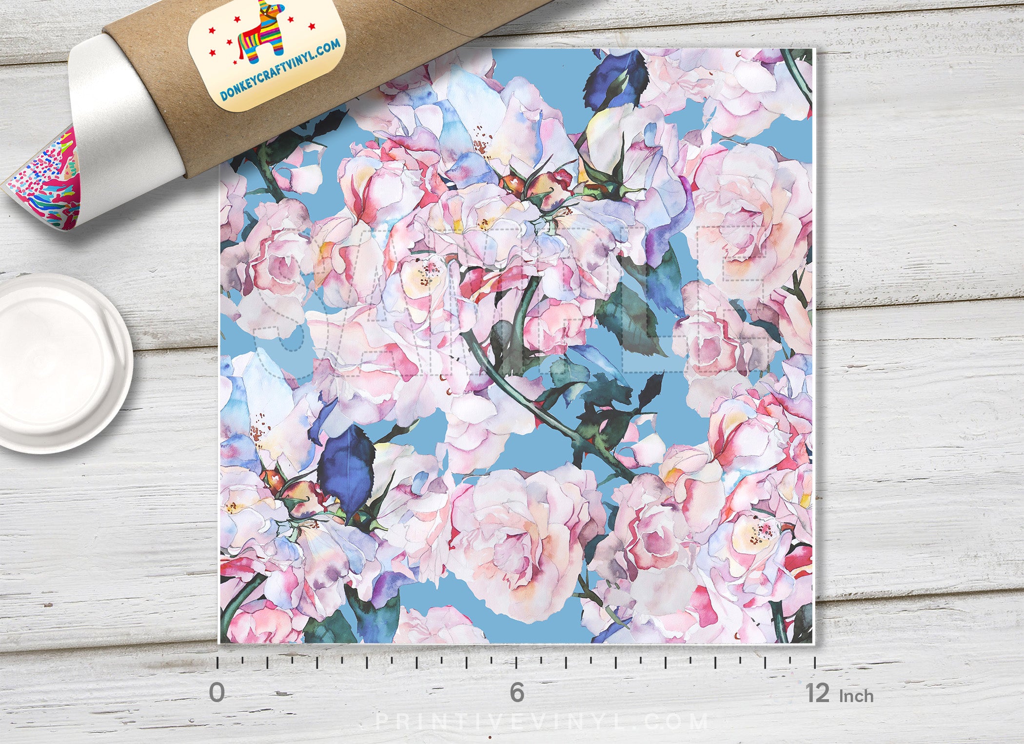 Flower Patterned Adhesive Vinyl 426 - Donkey Craft Vinyl