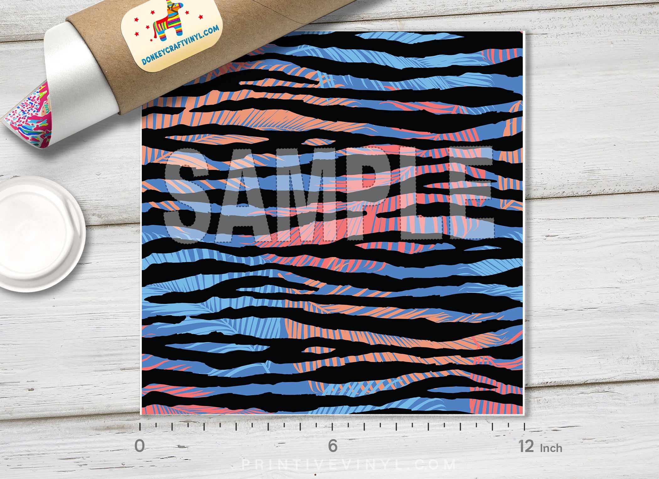 Zebra Palm Tree Printed Vinyl/ Indoor / Outdoor/ Heat Transfer Vinyl-841 - Printive Vinyl | Patterned Vinyl