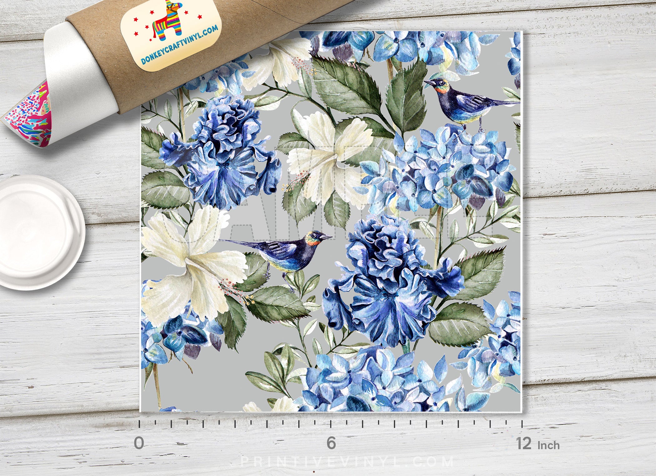 Watercolor hibiscus, iris Floral Printed Vinyl/ Indoor Vinyl/ Outdoor Vinyl/ Heat Transfer Vinyl- 473 - Printive Vinyl | Patterned Vinyl