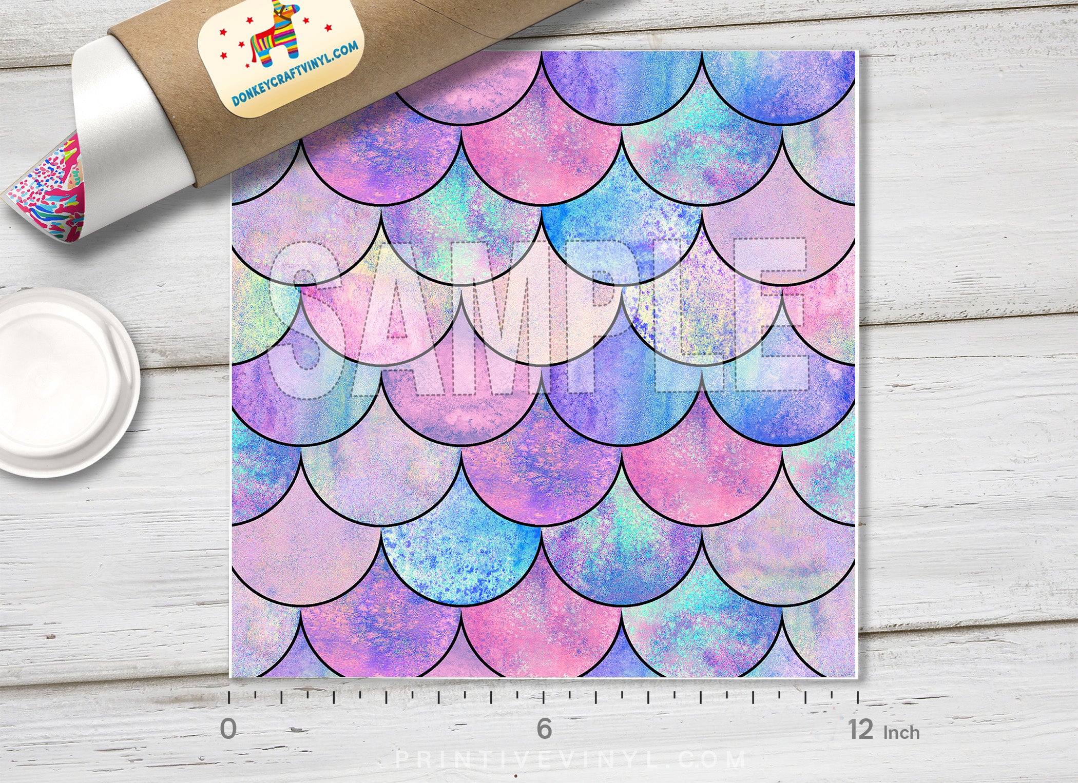 Mermaid Scale Wave Patterned Vinyl/ Indoor / Outdoor/ Heat Transfer Vinyl- 927 - Printive Vinyl | Patterned Vinyl