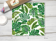 Green tropical leaves printed Vinyl/ Indoor/ Outdoor/ Heat Transfer Vinyl-643 - Printive Vinyl | Patterned Vinyl