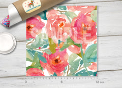 Watercolor Rose flower Patterned HTV 288