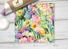 Watercolor Blooming Cactus Patterned HTV 520