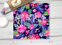 Tropical Hibiscus Palms Daisies Patterned HTV 965
