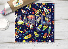 kids Spaceship Patterned HTV 256 - Donkey Craft Vinyl